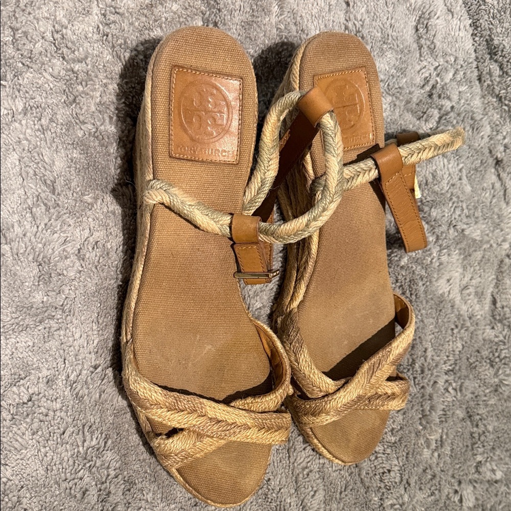 Tory Burch Brown Espadrille Sandals